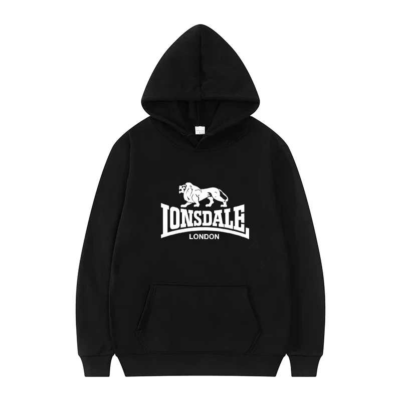 Autumn and Winter LONSDALE Fashion Men's and Women's Hoodies Casual Hooded Sweatshirts Men's Tops Solid Color Hooded Sweatshirts