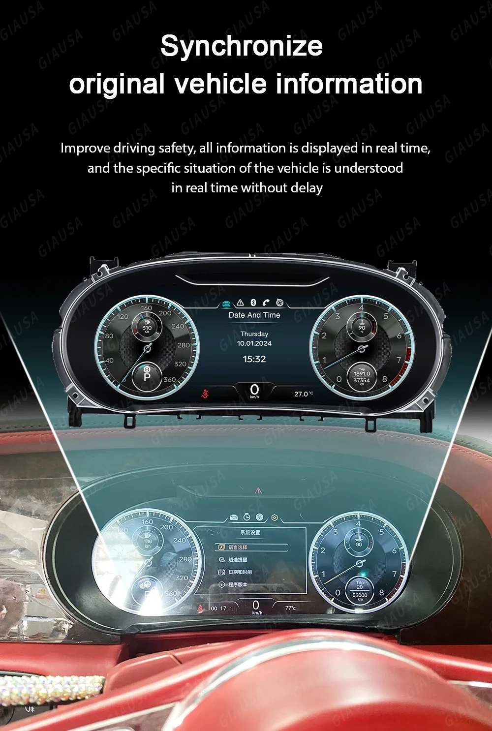 

LCD Dashboard For Bentley Bentayga Flying Spur Continental GT 2005-2019 Car Digital Cluster Speedometer LCD Instrument Panel