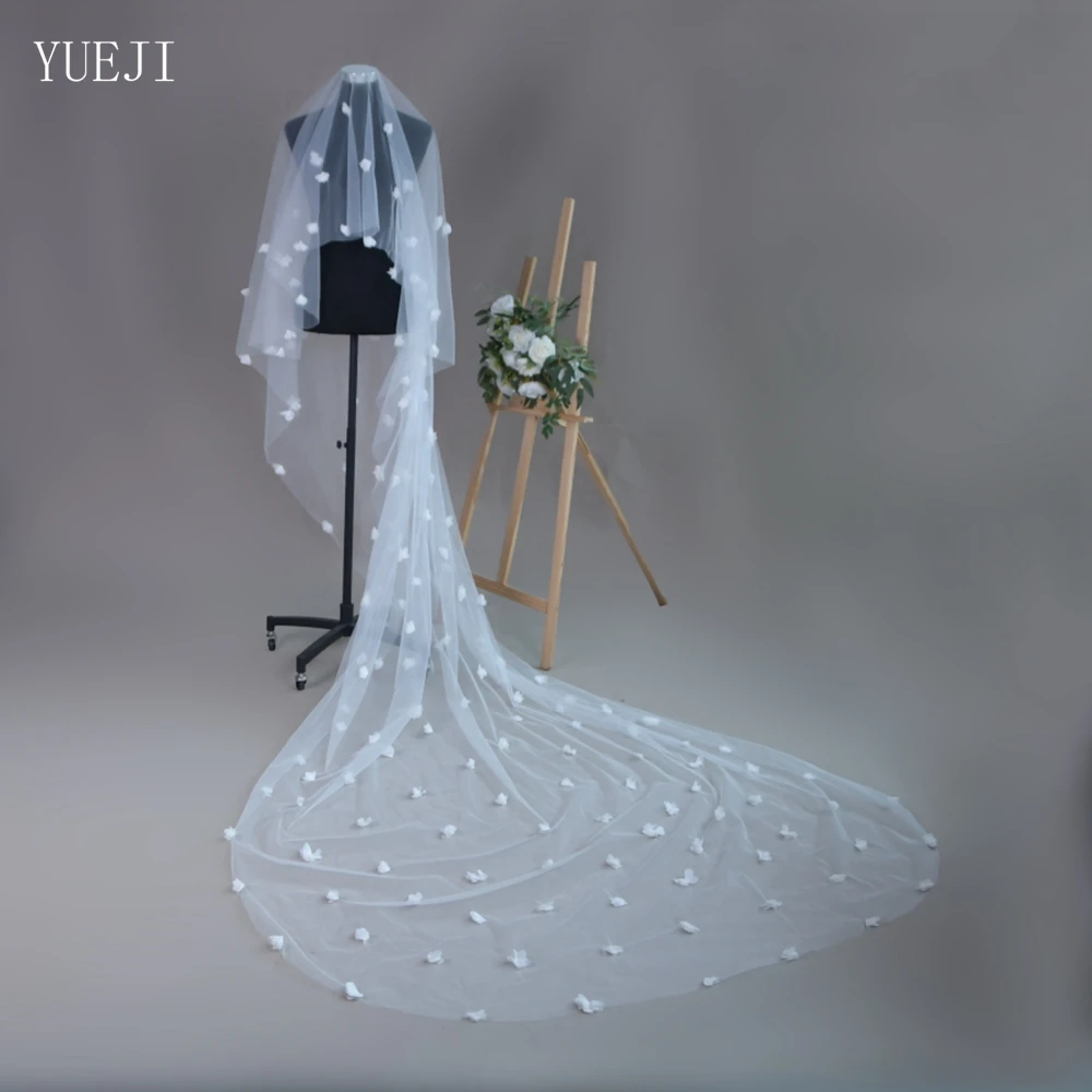 

YUEJI Blush Veil Wedding Accesorios Elegant 3d Flower Bridal Veil De La Boda Velo Despedida De Soltera YJ190