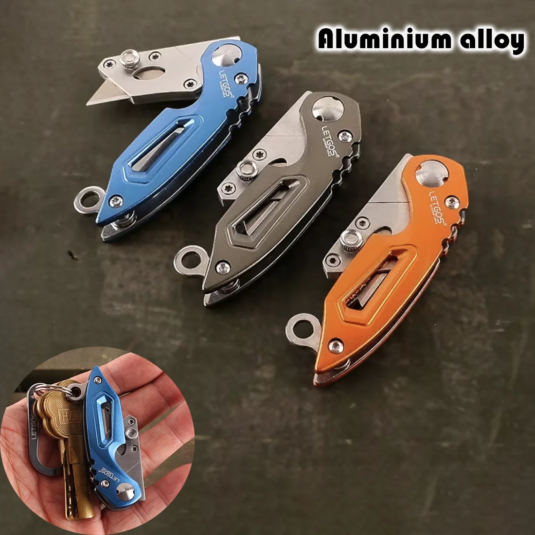 mini keychain utility knife liga de aluminio handle lamina substituivel edc outdoor multitool tool tool papel sharp cutter laminas 01