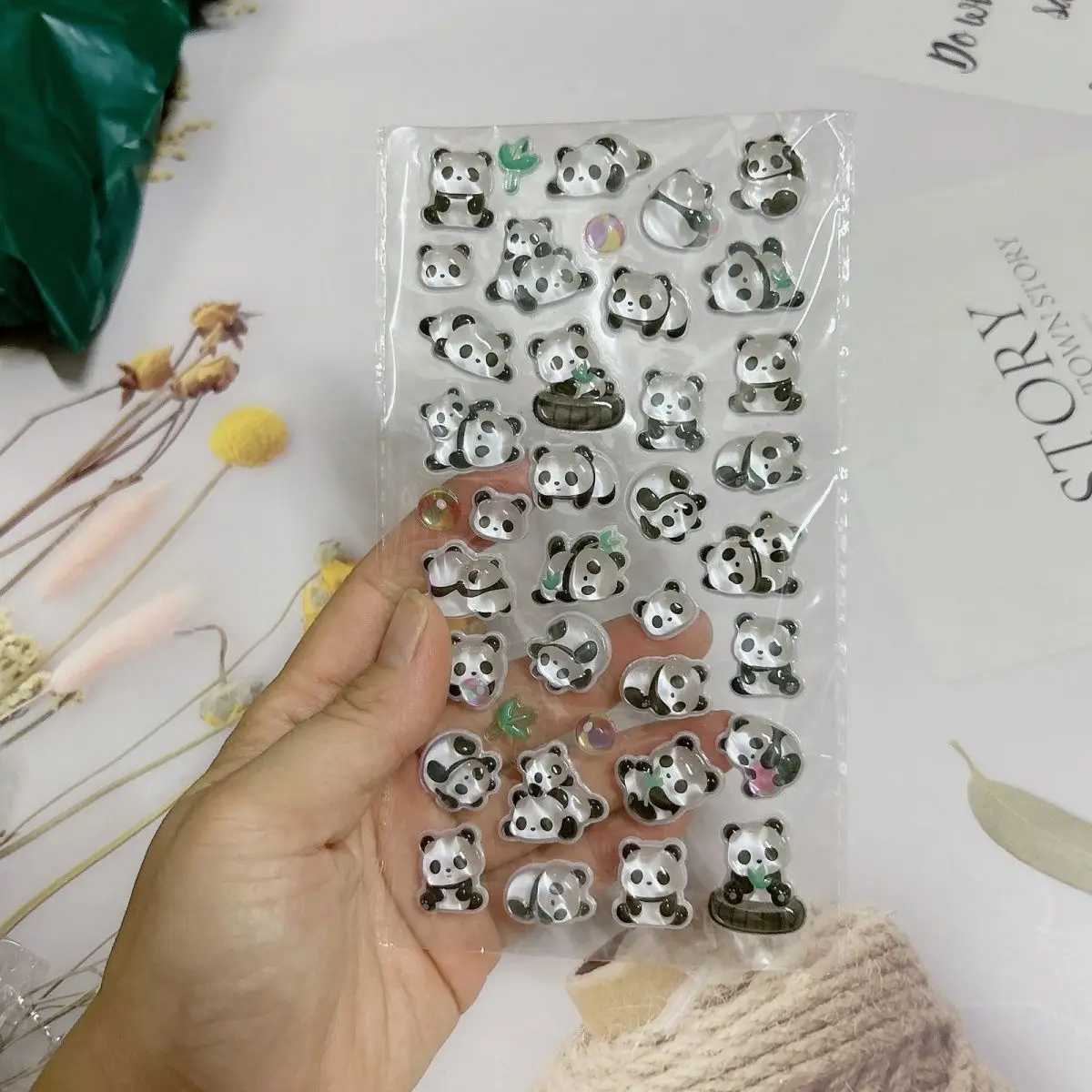 

New Kawaii Cartoon Panda 3D Crystal Relief Sticker Creativity Girl Diy Phone Case Decoration Cute Student Creativity Reward Toy