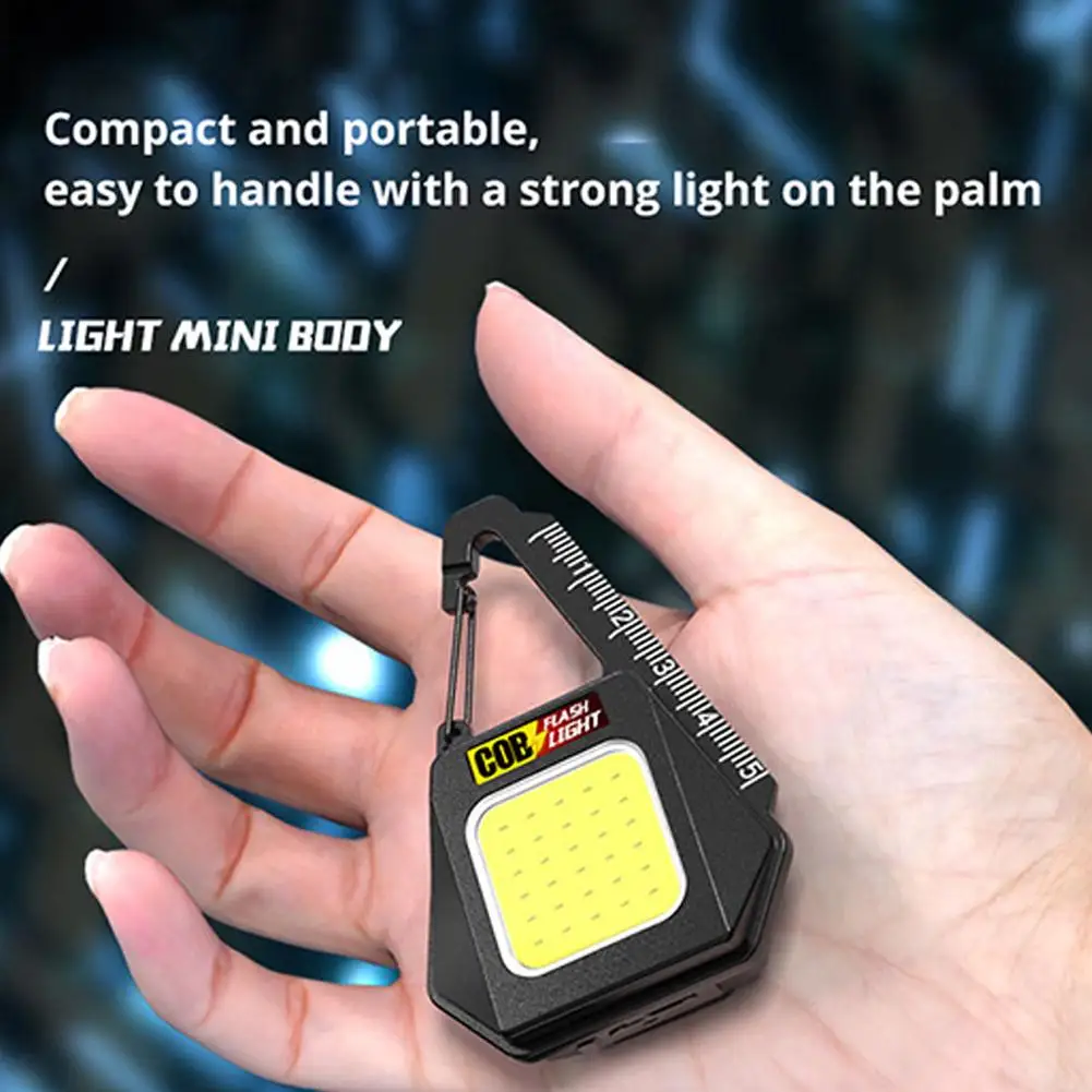 Super Bright Mini COB Keychain Mini Camping Light LED Flashlight Lantern USB Charging Portable Torch Magnet Forwork Light