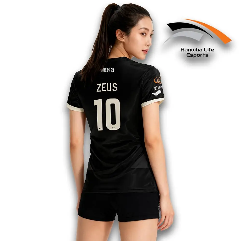 HLE S15 Worlds 2025 جيرسي Zeus Esports Pro League Team Training موحدة مروحة سوداء مخصصة للرجال والنساء تي شيرت بالجملة #4