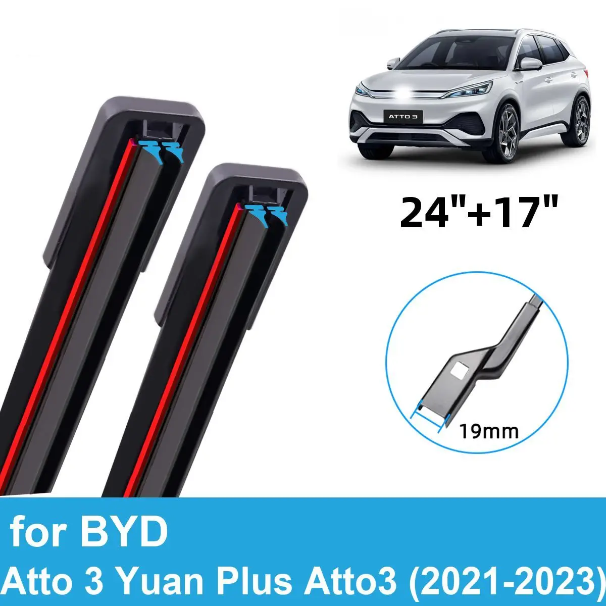 

2PCS Car Wiper Blades for 2021-2023 BYD Atto 3 Yuan Plus Atto3 Front Windscreen Windshield Double Rubber Accessories 2022 2023