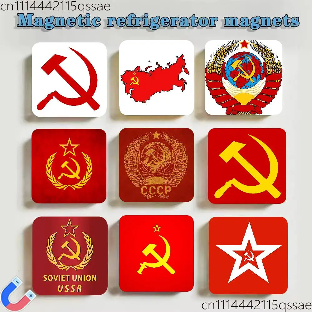 Russian USSR CCCP Acrylic Refrigerator Magnets Square Sticker Kitchen Office Decor Creative Birthday Craft Gift
