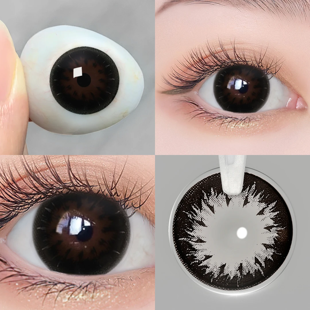 14.5/16mm Large Diameter Color Contact Lenses for Big Eyes Black Contacts Prescription Lenses with Diopter Myopia Lenses