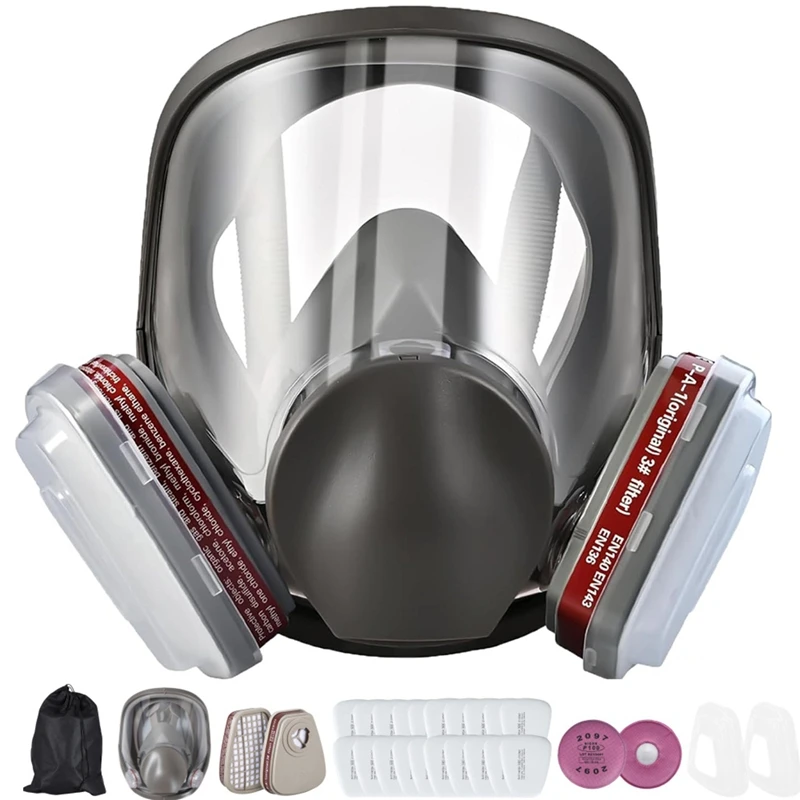 

Reusable Full Face Respirator Mask,6800 GasMask with Filters 6001&2091, Bayonet Connection, Silicone Face Seal-ANKL