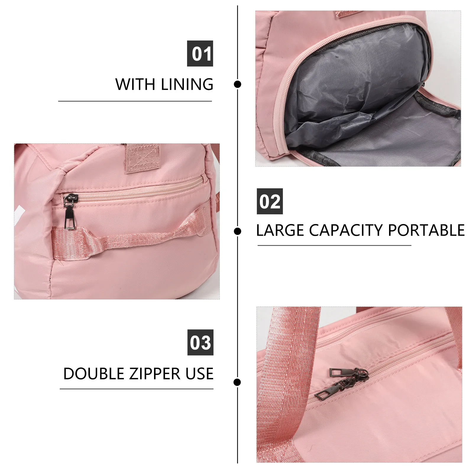 Large Waterproof Yoga Bag Pink Foldable Travel Duffel Gym Shoulder Weekender Sports Tote Overnight Wet Pocket Hospital Body Bag