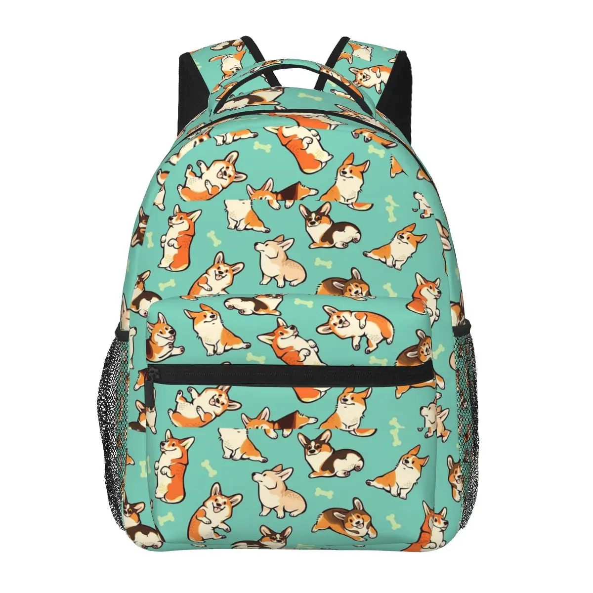 

Jolly Corgis In Green Backpack Hot Sale Daypack Large Capacity Kids BookBag School Bag Shoulder Bags for Men Women