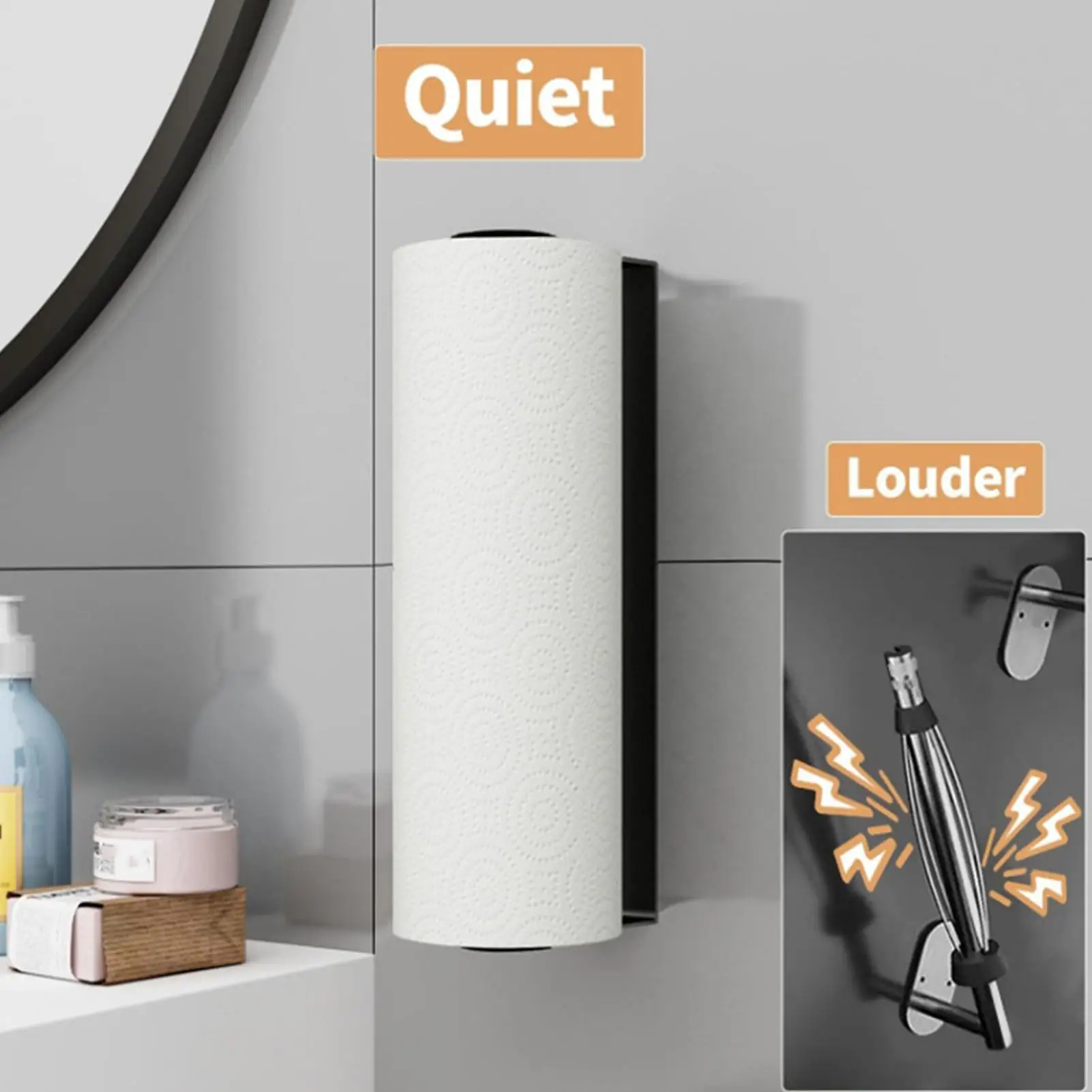 Paper Towel Holder Self Adhesive Organizer Under Counter Towel Roll Rack For Kitchen Bathroom Pantry Laundry Room Office Garage