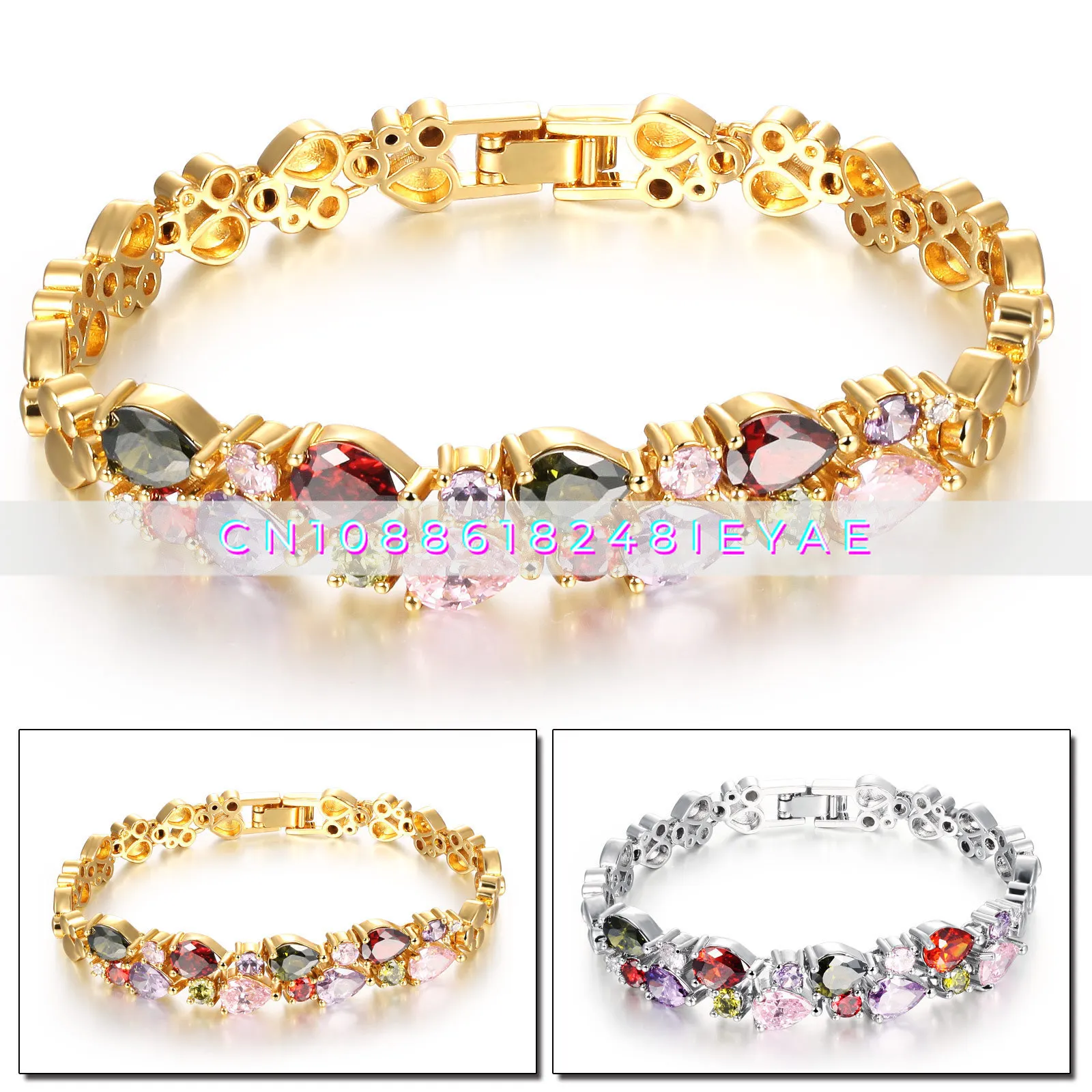 Hot-selling Retro Crystal Bracelets, Copper Gold-plated, Valentine's Day Gifts, Fashionable Retro Bracelets.