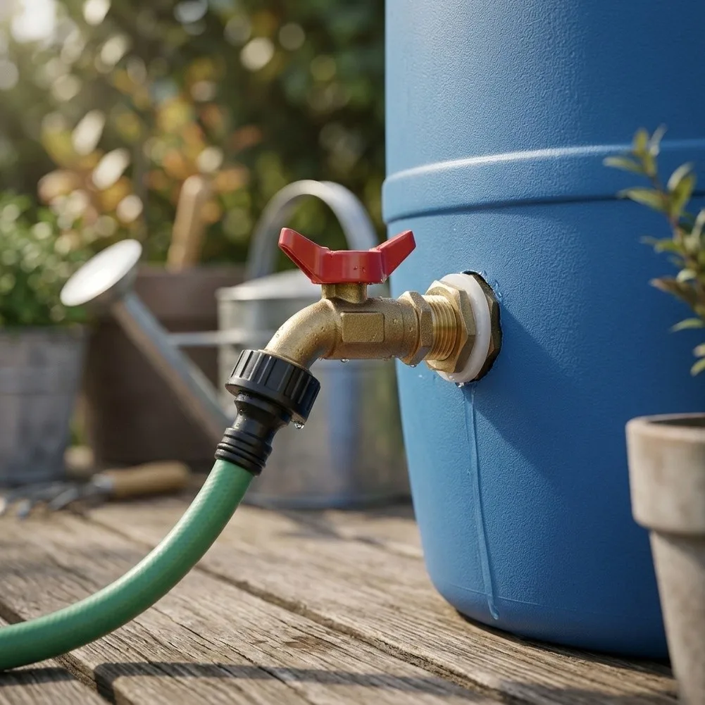 For Rainwater Harvesting Spigot in Solid Brass with 1/2 Female to 3/4 Male or 3/4 Female to 3/4 Male Thread for Easy Fit