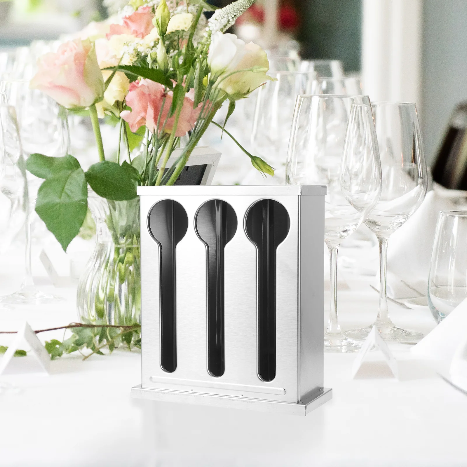 

Compact Cutlery Organizer Box for Utensils Storage Silverware Holder Stainless Steel Dinnerware Case for Home Outdoor Camping