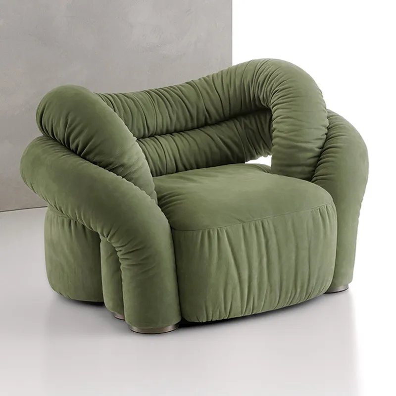 

Italian light luxury curved sofa, high-end villa, study room, cylindrical woven sofa, small apartment, leather lounge chair