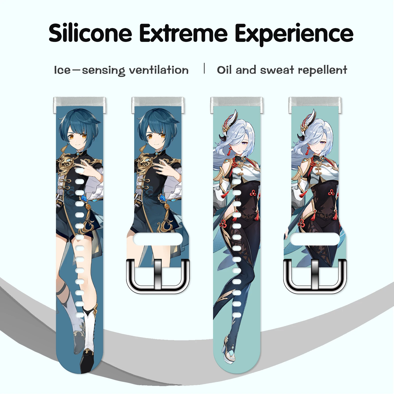 

Genshin Impact Printed Strap for Fitbit Sense 2/1 Watchband Replaceable Bracelet for Versa 4/3 Watch Band for Women as a Gift