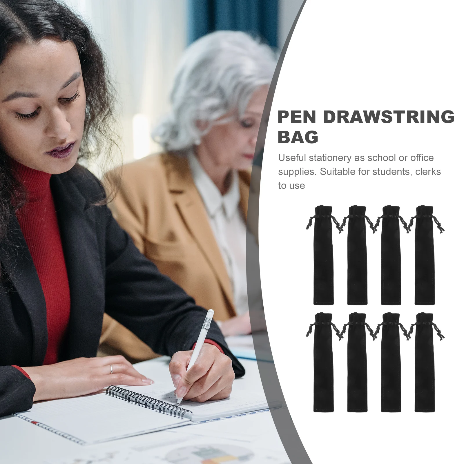 

20Pcs Pen Pouch Drawstring Flannel Pen Sleeve Protective Case Storage Bag for Student Office Home School Gift Black Red Coffee