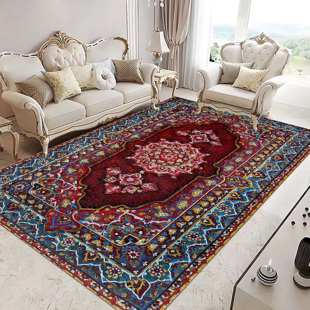 Persian Style Floor Mat Retro Multiple Choice Living Room Kitchen Rug Non-Slip Modern Home Decor