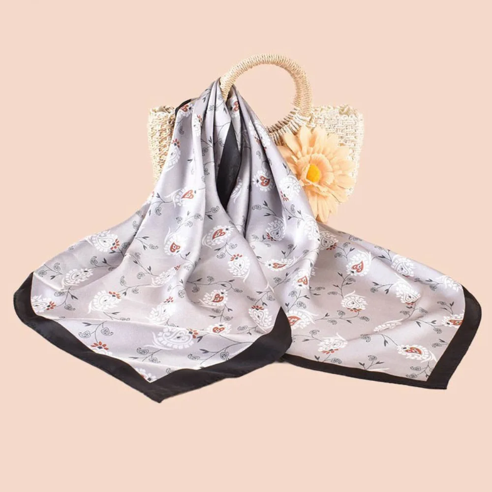 

Универсальные повседневные женские повязки для волос, шарфы-платки с принтом 70x70 см, имитация шелка, квадратные платки для женщин
