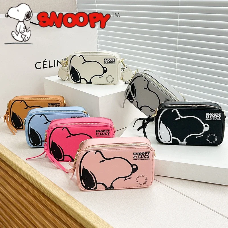 

MINISO Snoopy Bag Casual Camera Small Square Bags Fashion Women'S Shoulder Bag Cartoon Printed Crossbody Bags Mobile Phone Bag