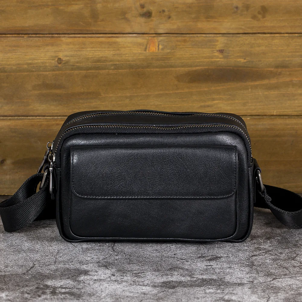Waterproof and wear-resistant real leather men's diagonal cross bag cross square large capacity travel shoulder backpack