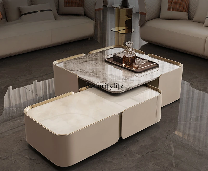 Italian light luxury stone coffee table high-end modern minimalist high-end tea table