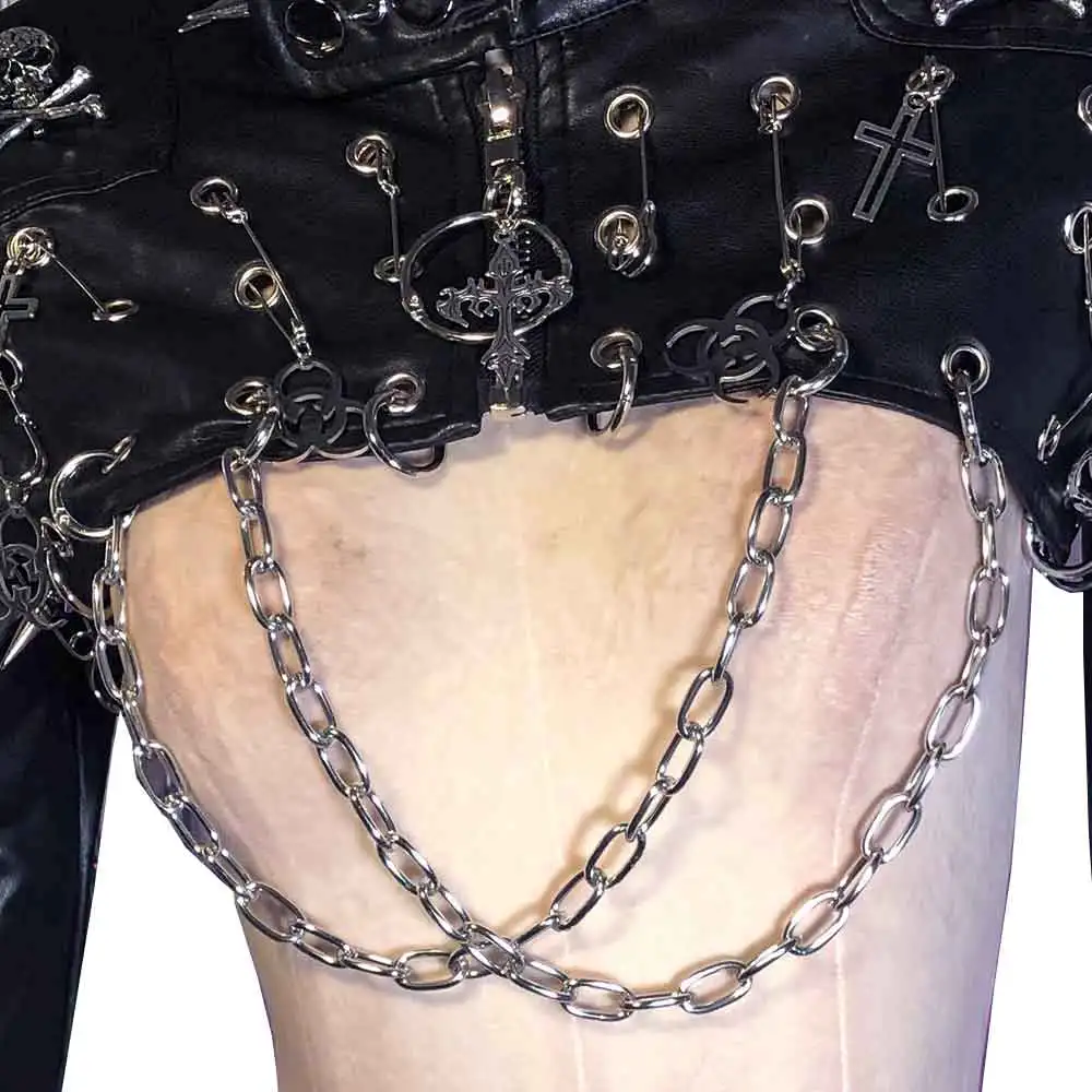 Goth T-Shirt Gothic Tank Spiked Rave Y2K Tops with Spikes Festival Outfit Punk Rock Clothes Grunge Women's Emo Clothing ALT