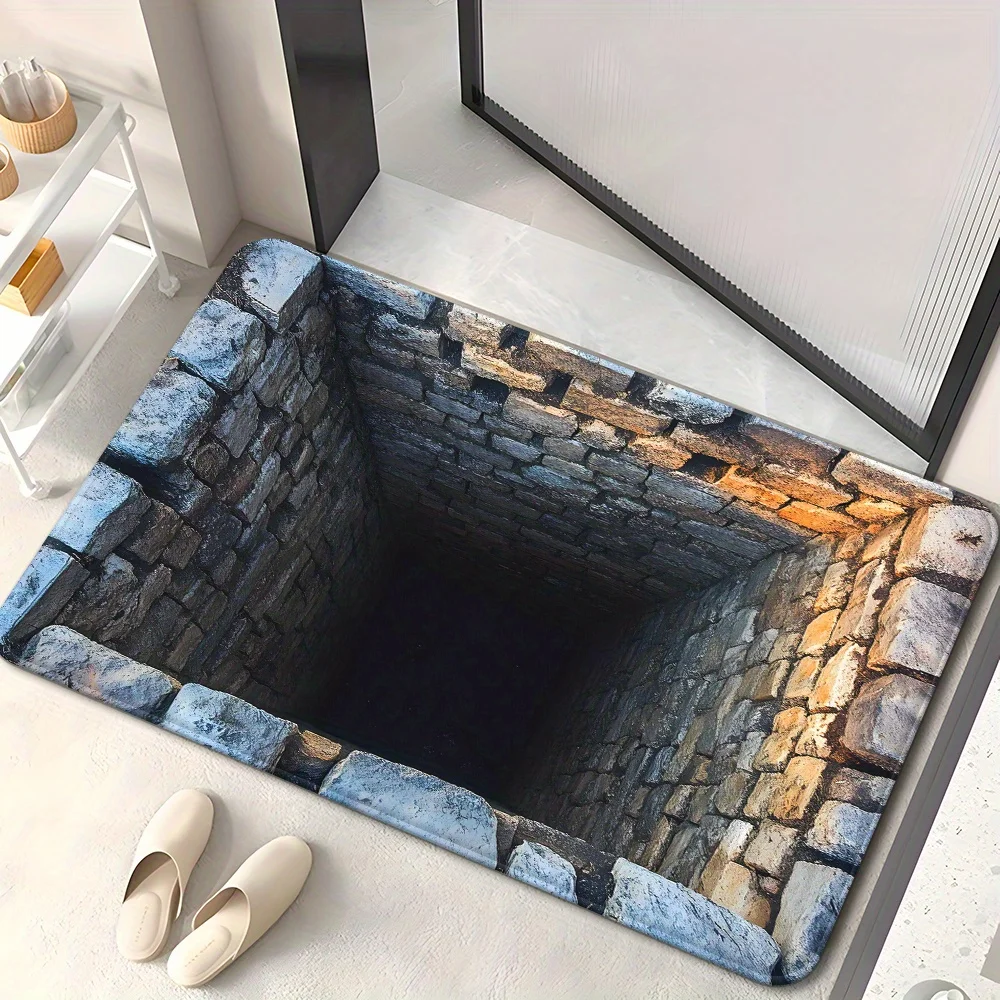 3D Optical Illusion Endless Abyss Non-Slip Door Mat Machine Washable for Bathroom Bedroom Camping Yoga Durable Floor Mat