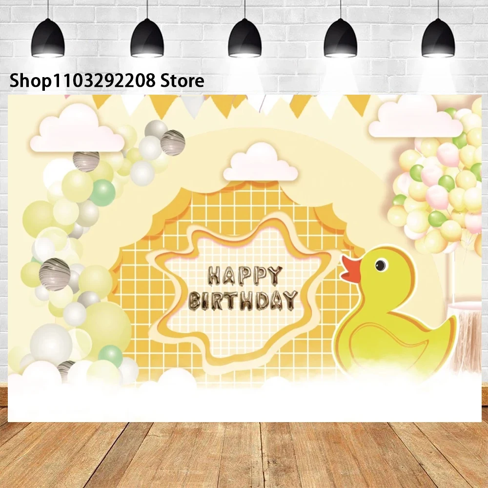 Cartoon Little Yellow Duck Theme Child Birthday Newborn Baby Shower Party My Little Prince Princess Photography Backdrop Decor