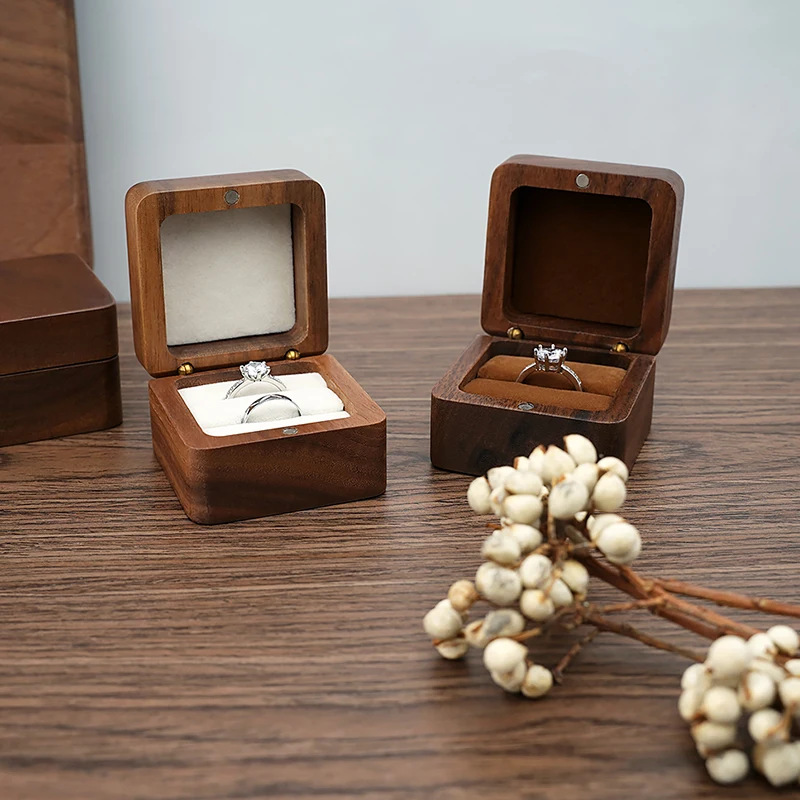 【Peace】Wood Jewelry Box Wedding Ring Box Earring Rings Organizer Box Gift Package Case