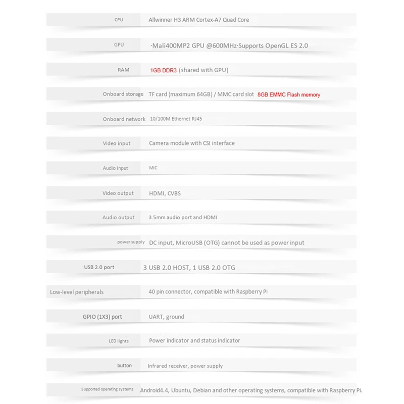 Для Orange Pi PC Plus макетная плата + адаптер питания + чехол H3 1 ГБ DDR3 с открытым исходным кодом Android 4,4 Ubuntu