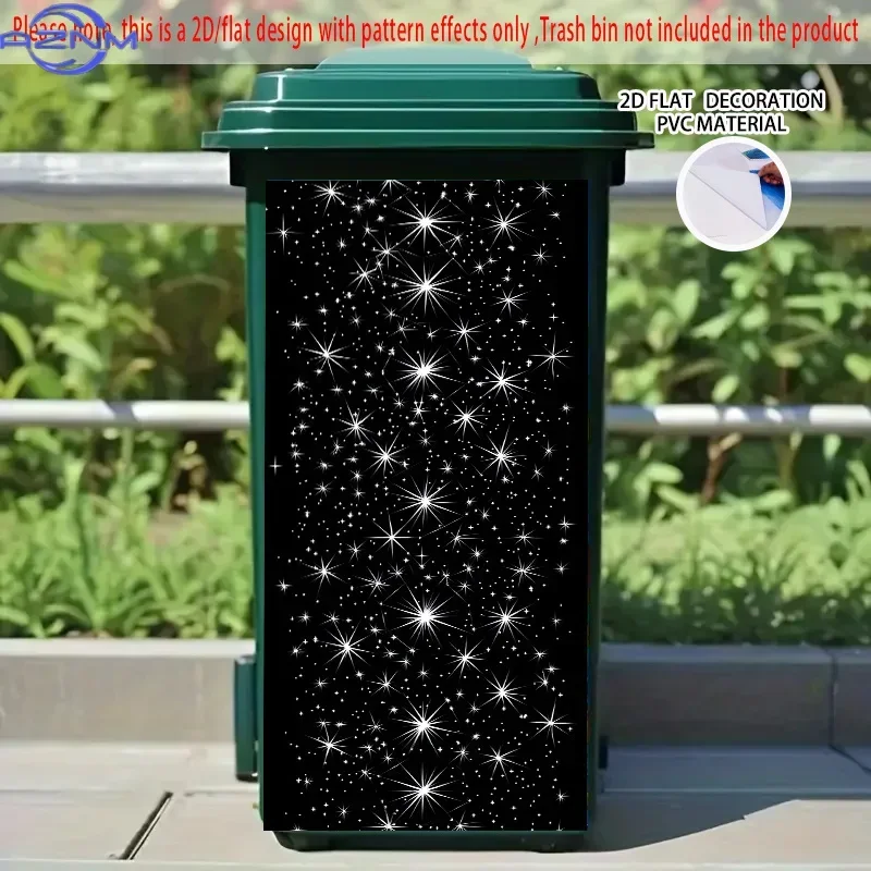 2D 2D 1PCSelf-Adhesive Dustbin Sticker - Night Sky Starry Design with White Sparkling Stars on Black Background, PVC x Inch f - Aliexpress Deal