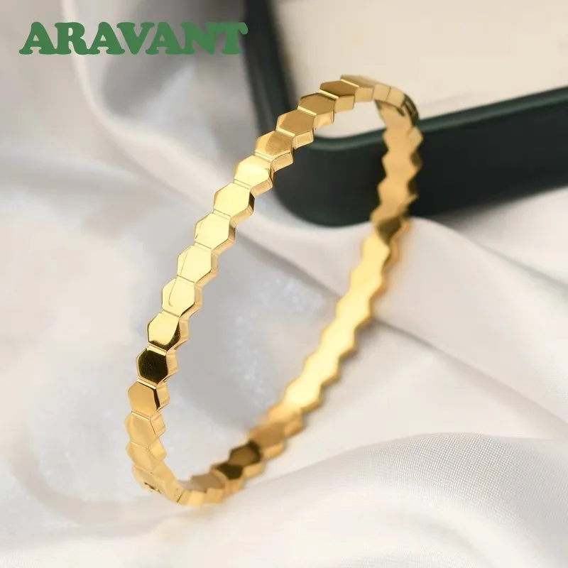 ARAVANT 925 Silber 18K Gold Geometrischer Rhombus-Armreif für Damen Modeschmuck – Detail 1
