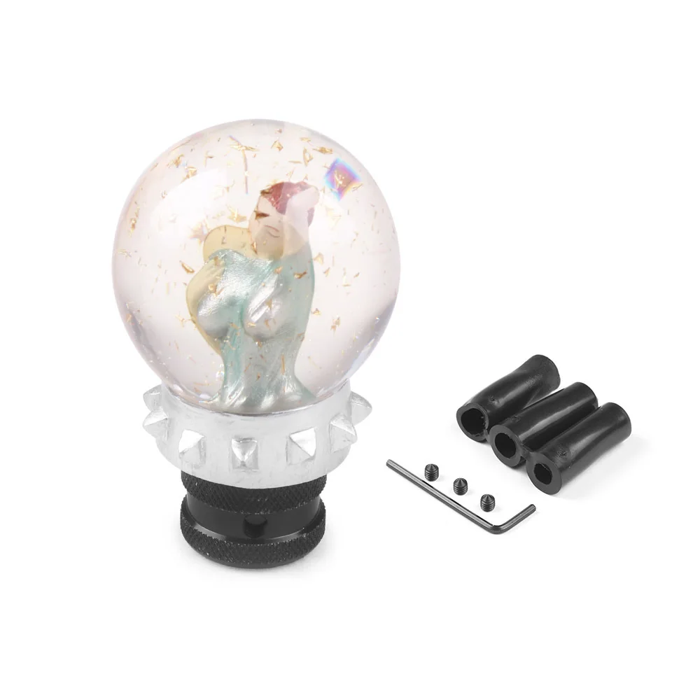 80MM Crystal Resin Gear Shift Knob Beauty Universal Racing Car Shift Lever Knob Women\'s Shift Head With three adapters