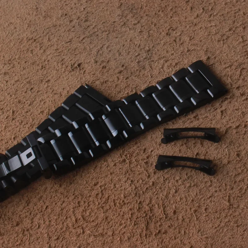 Paski do zegarków ze stali nierdzewnej Czarny 19MM 20MM 21MM 22MM 23MM 24mm Metalowy pasek do zegarka Bransoletka na nadgarstek Solid Link Zakrzywione końce męskie