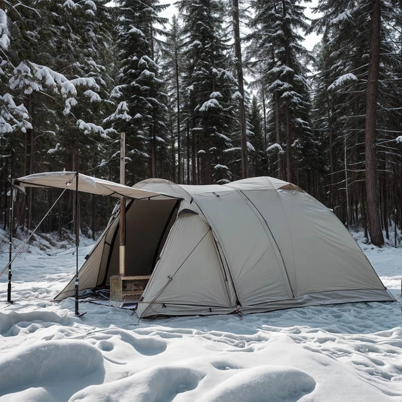 Winter Cold Proof Camping Tent Outdoor Folding Portable Tents Sunscreen Rain Proof Shelters Flame Retardant Large Space Tent