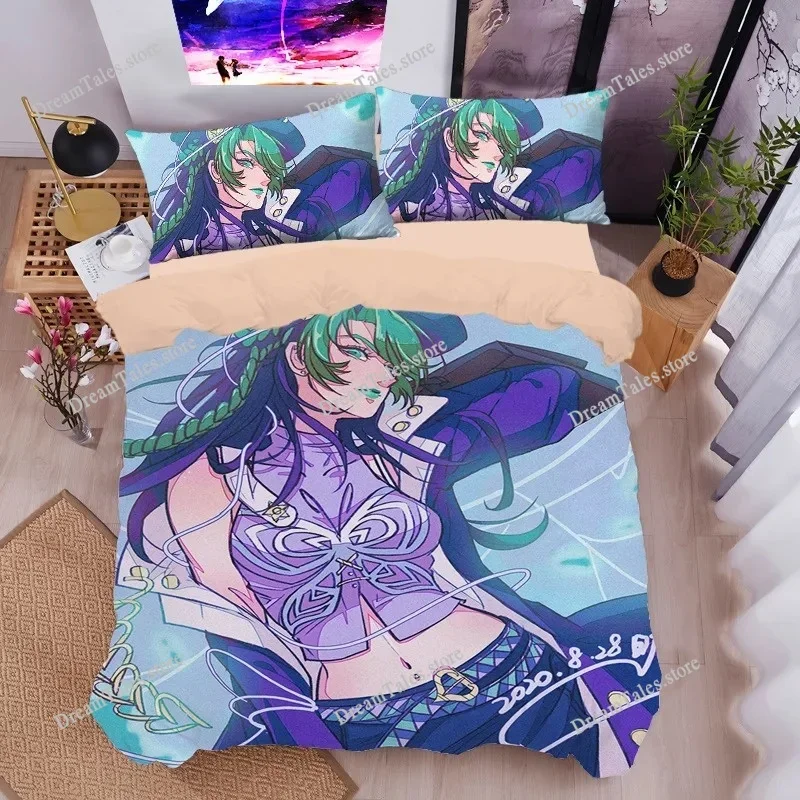 JoJo's Bizarre Adventure Cartoon Poster Sheets Quilt Covers Bedding Dormitory Sheets Bedding Set Soft Warm Bedding Set