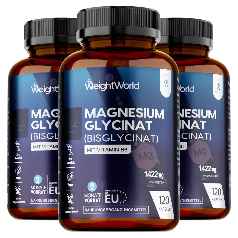 3 Bottles Magnesium Glycinate Capsules - Improve Mood Nervous, Support Bone, Muscle & Heart Wellness, Assist Body Relaxation