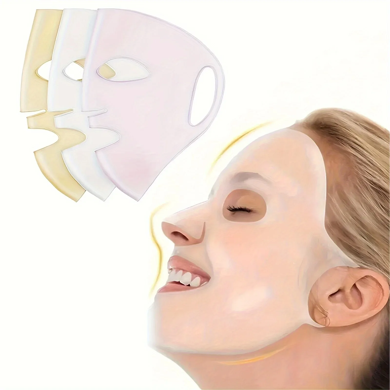 1 Stück 3D Silikon Gesichtsmaske zur Feuchtigkeitspflege - Wiederverwendbar, Anti-Wasserverdunstung, Hautpflegeprodukt für Frauen