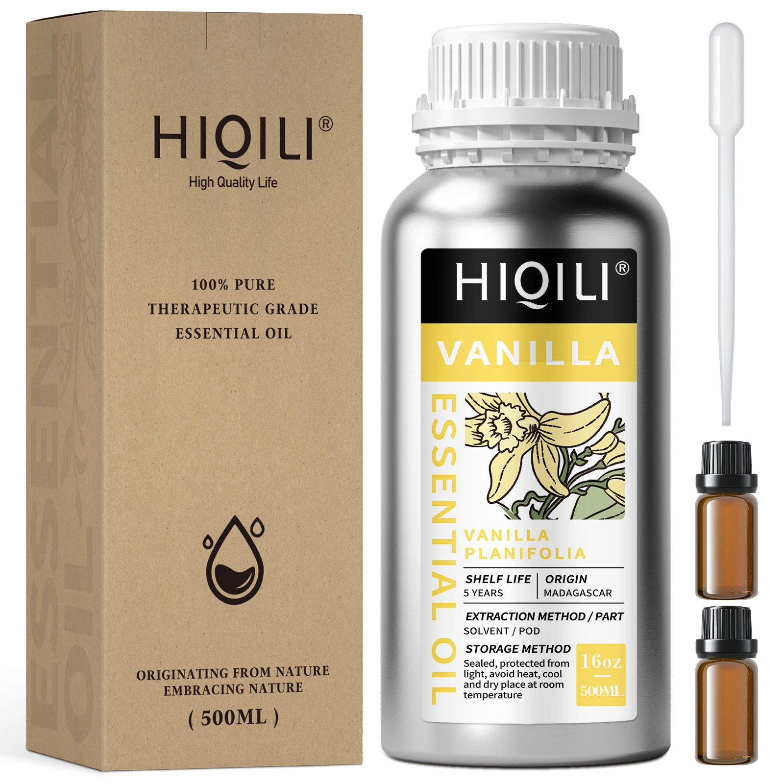 

HIQILI 500ML Vanilla Essential Oils,100% Pure Nature for Aromatherapy | Used for Diffuser, Humidifier, Massage | Perfume DIY