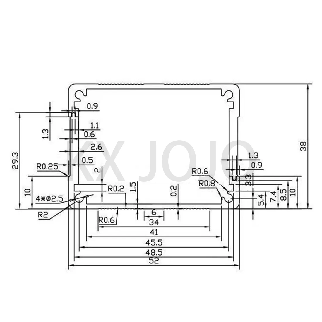 Alumínio Enclosure Electronic Components Shell, impermeável Split Box, Silver Straight Bending Profile, 52*38*100mm