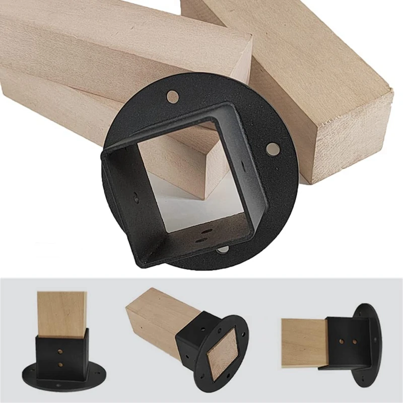 2Pcs 2X2 Square Fence Pole Flange Base Pergola Post Base Brackets Kit,Heavy Duty Wall Mount Post Anchor Base Brackets Durable