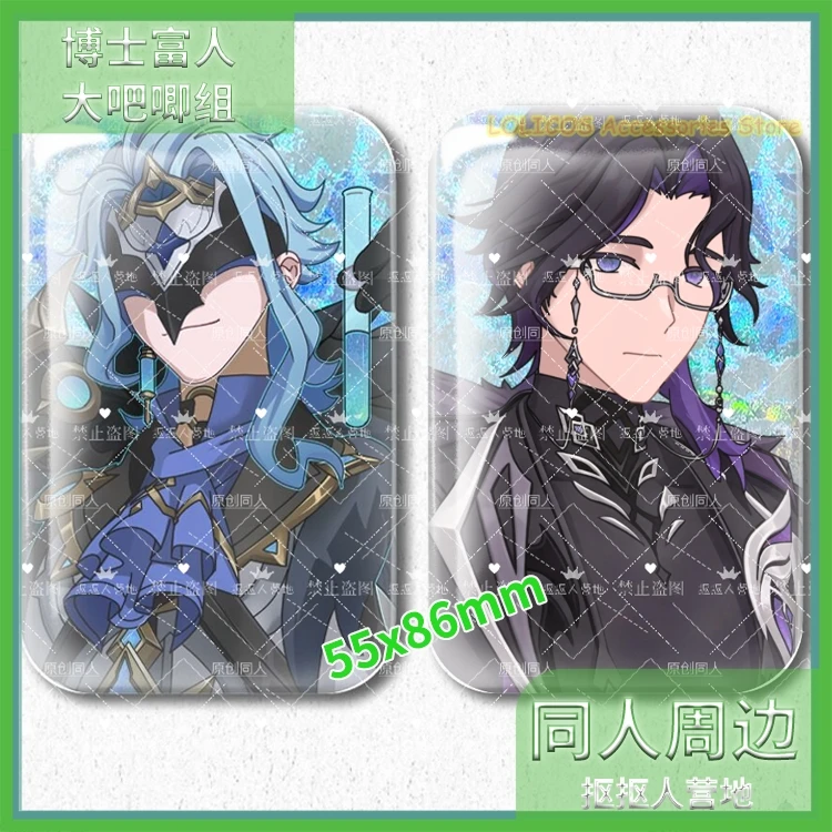 

Genshin Impact PantaloneIl Dottore The Doctor Double Flash Badge Cosplay Cartoon Bedge Brooch Pins Game Bag Decor Ornament