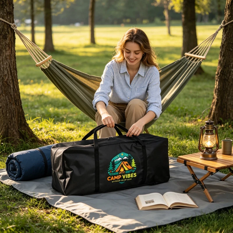 Sleeping Bag Storage Bag Foldable Lightweight Dust Proof Reinforced Handles Outdoor Backpacking Travel Gear Bag