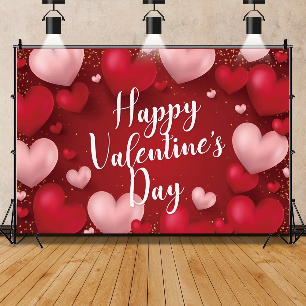 Happy Valentinstag Fotografie Kulissen Rote Rose Blume Beleuchtung Liebe Herz Geburtstag Party Decor Hintergrund Für Foto Studio