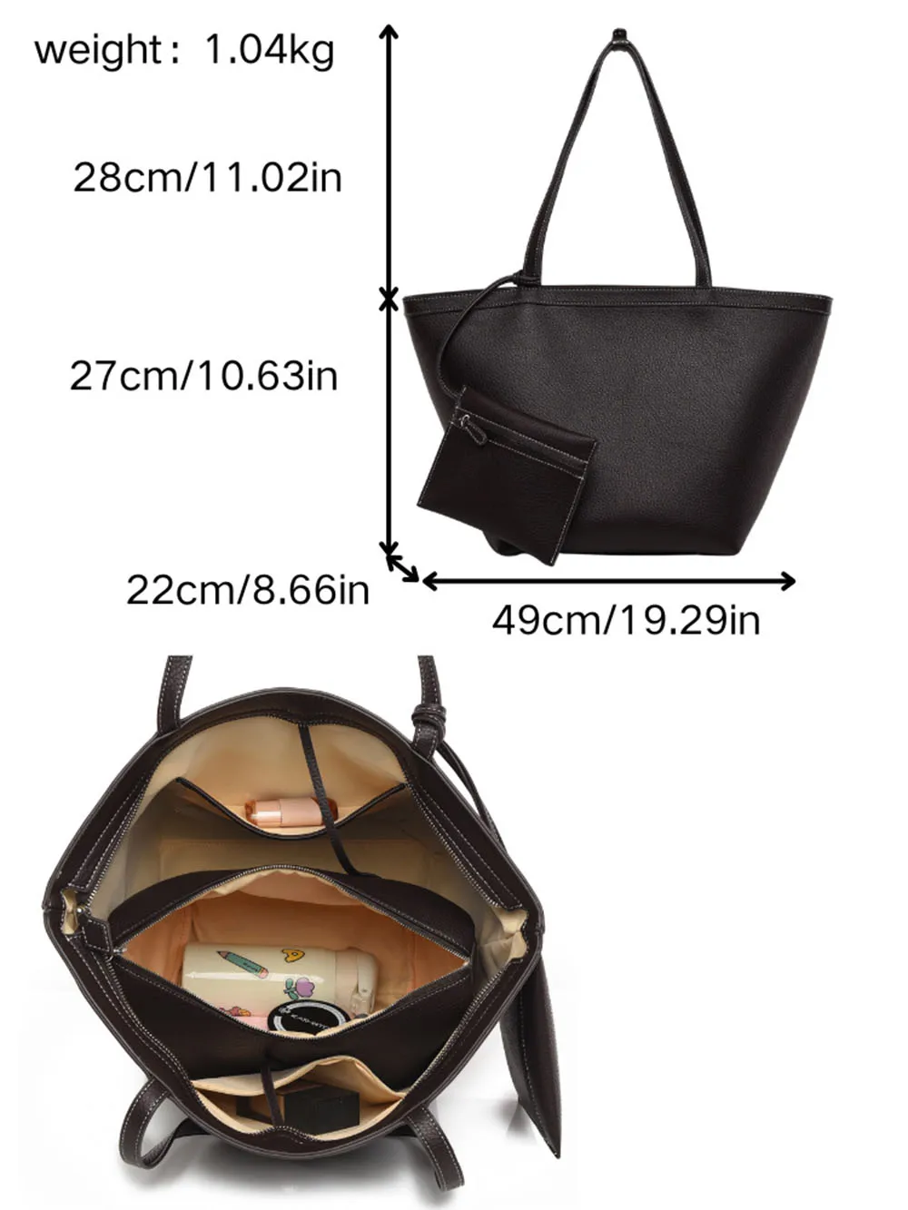 Women's Tote Bag Large Capacity Simple PU Handbag Solid Color Mother and Child Bags Casual Versatile Daily Shoulder Bags