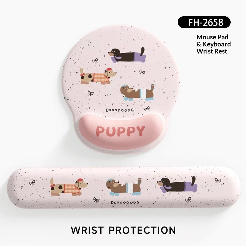 Cartoon Dachshund Wrist Rest Mouse Pad Cute Silicone Keyboard Hand Rest for Laptop PC Office Desk Girls Gift