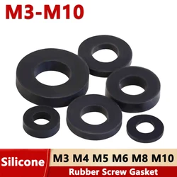 20/100pcs M3 M4 M5 M6 M8 M10 Silicone Screw Gasket Rubber Round Flat Washer Vibration Damping Waterproof Seal Gasket Thick 1-4mm