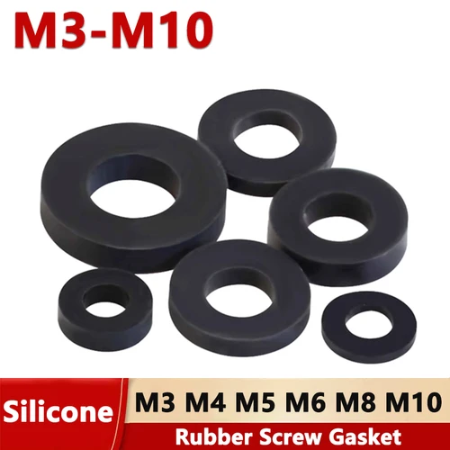 20/100 Uds M3 M4 M5 M6 M8 M10 junta de tornillo de silicona arandela plana redonda de goma amortiguación de vibración junta de sellado impermeable gruesa 1-4mm