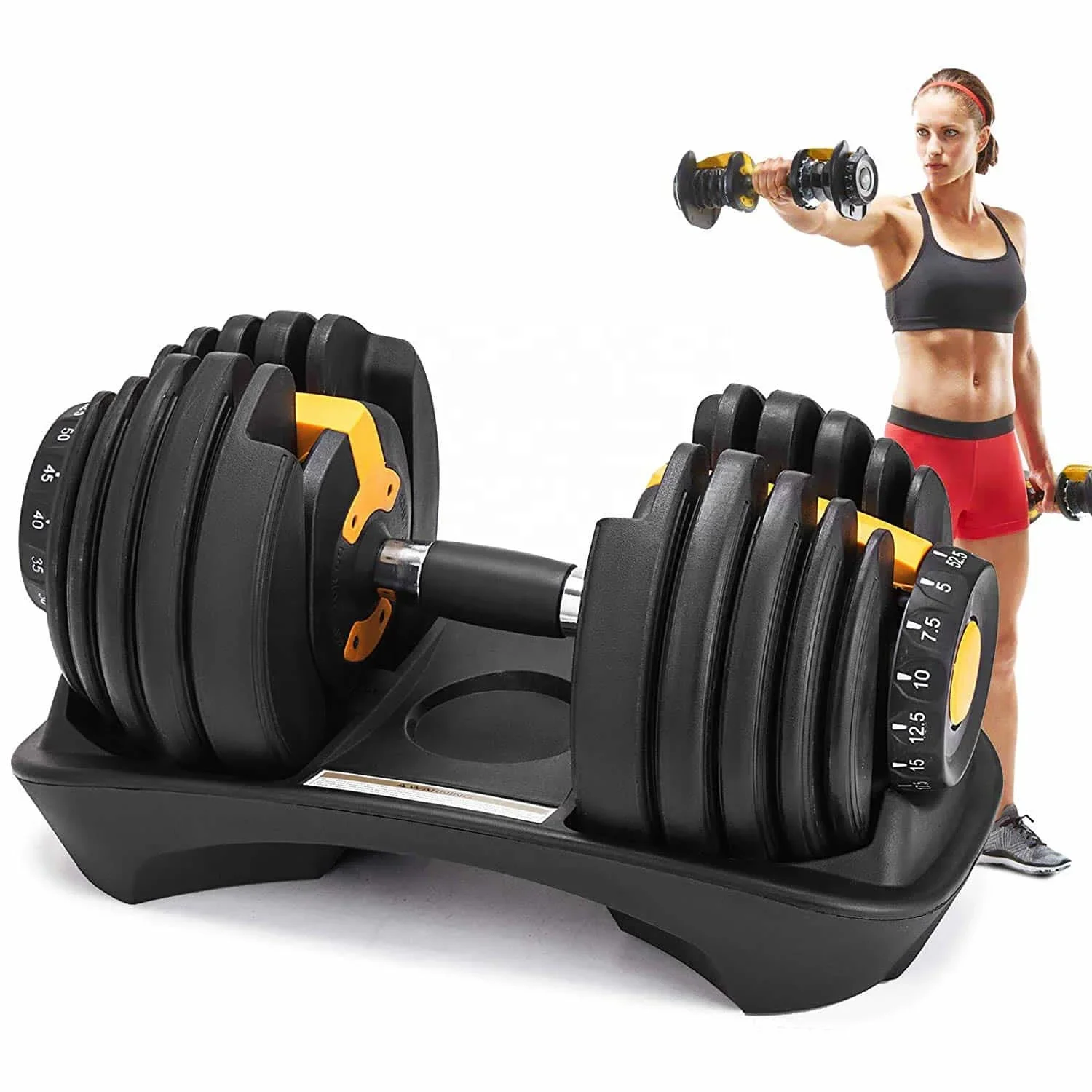 For Wholesale Custom High Quality 552 1090 9010 24kg 90lb 40kg Adjustable Dumbbell 90lb 40kg 5lb Increment Set With Rack Stand