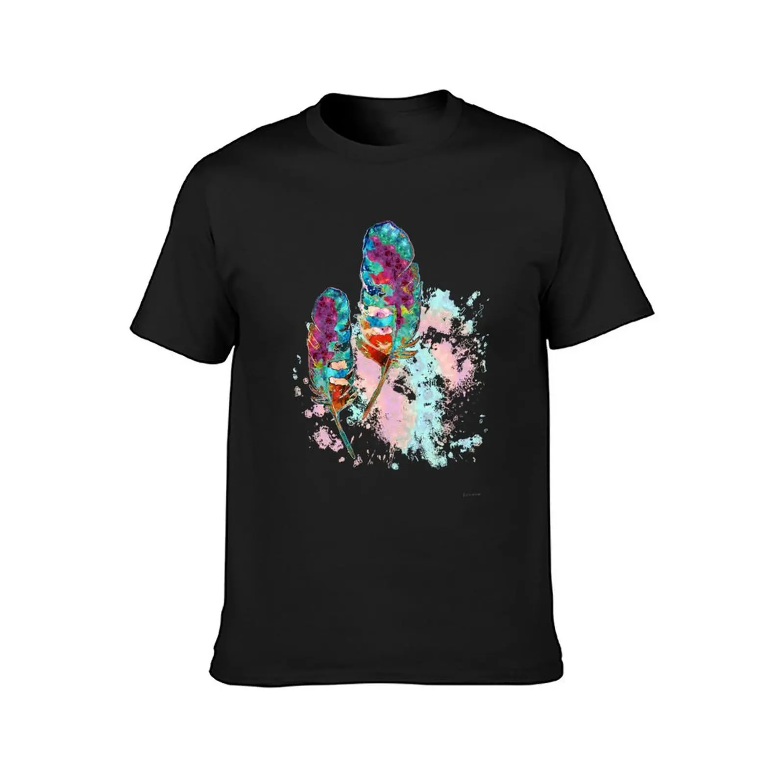 rainbow feather 3 T-Shirt anime hippie clothes mens champion t shirts